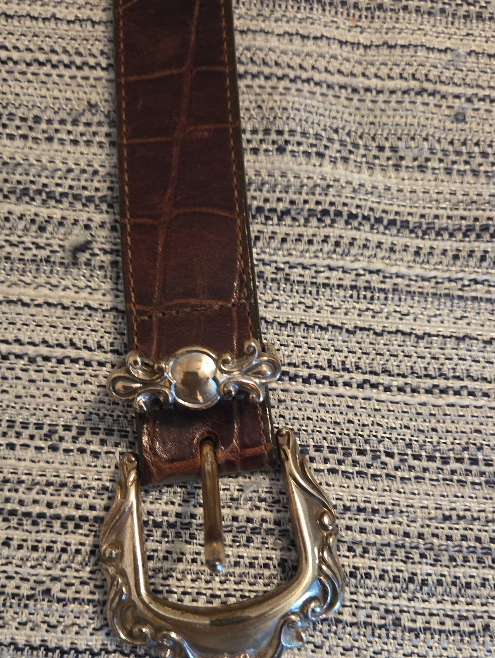 Brighton Brown Leather Belt with Silver-Tone Buckle